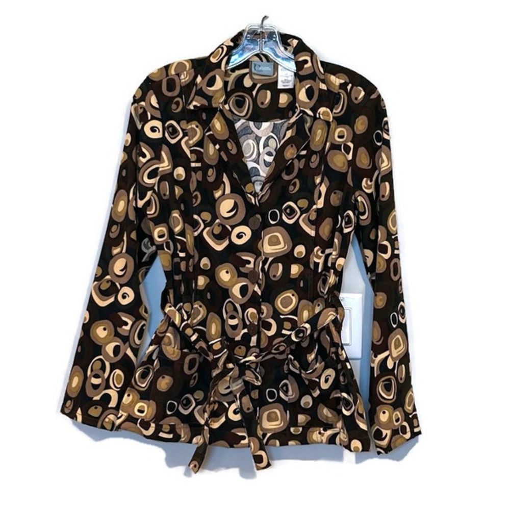 Vintage Classic Elements Brown Patterned Jacket B… - image 5